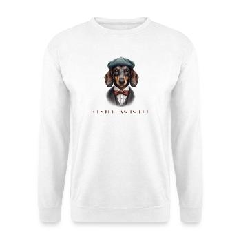 Gentlemen in Fur – Retro Dackel im Anzug - Unisex Pullover - Weiß - Vorne
