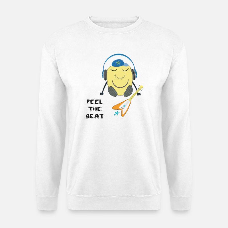 Comic Figur mit Kopfhörern und Gitarre - Unisex Pullover - Weiß