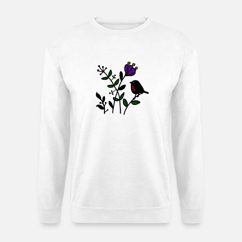 Natur_mit_Vogel - Unisex Pullover - Weiß