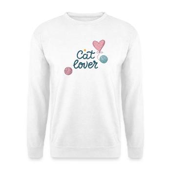 Katzenliebe mit rosa Luftballons und Herzen - Unisex Pullover - Weiß - Vorne