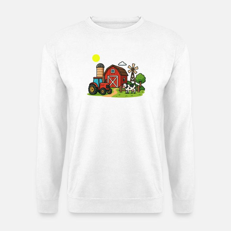 Ländliche Bauernhofszenen Illustration - Unisex Pullover - Weiß