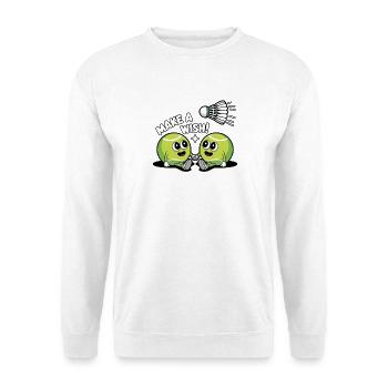 Tennisball Comic – Make a Wish Gag - Unisex Pullover - Weiß - Vorne