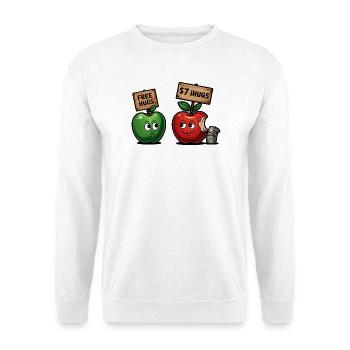 Funny apple motif with Free Hugs gag - Unisex Sweatshirt - white - Front