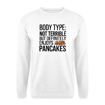 Humorvoller Pfannkuchen Körpertyp Zitat - Unisex Pullover - Weiß - Vorne
