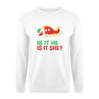 Werdende Mutter Werdende Mama Weihnachten - Unisex Pullover - Weiß - Vorne - Alina (178cm) & Michal (187cm)
