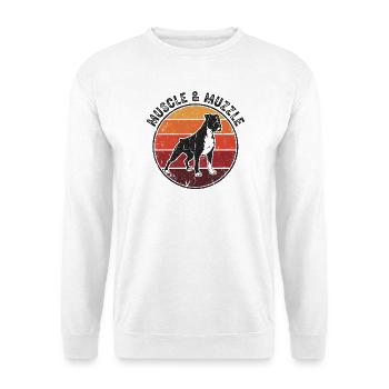 Boxer Hund Muscle and Muzzle Retro Hundebesitzer - Unisex Pullover - Weiß - Vorne