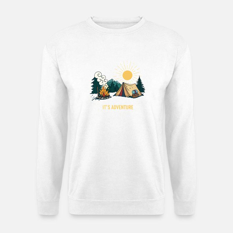Abenteuer Natur Camping Illustration - Unisex Pullover - Weiß
