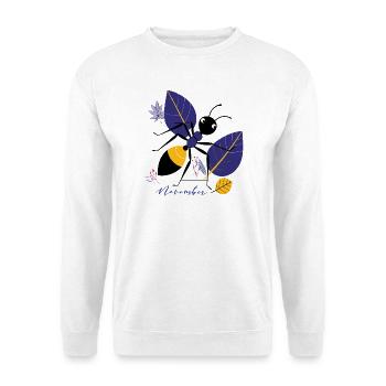 November bird with leaves in autumn - Unisex Sweatshirt - white - Front