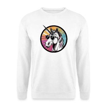 Licorne avec des lunettes de soleil - Sweat-shirt Unisexe - blanc - Devant