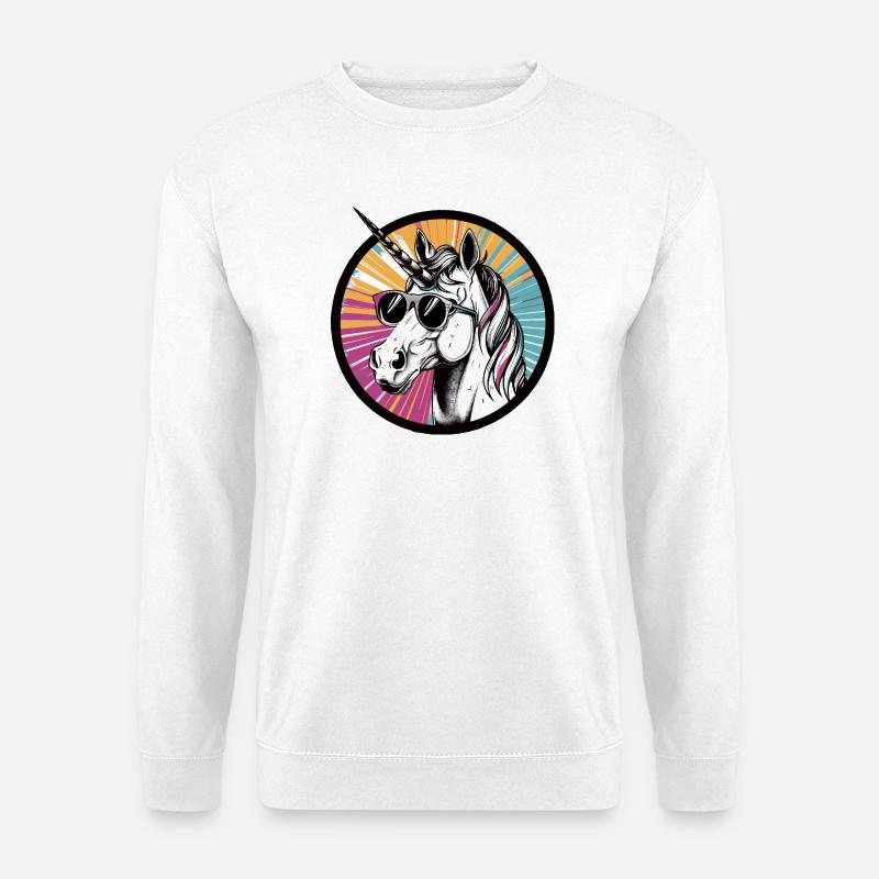  Einhorn mit Sonnenbrille - Unisex Pullover - Weiß