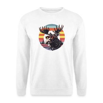 Élan rétro avec lunettes de soleil - Sweat-shirt Unisexe - blanc - Devant