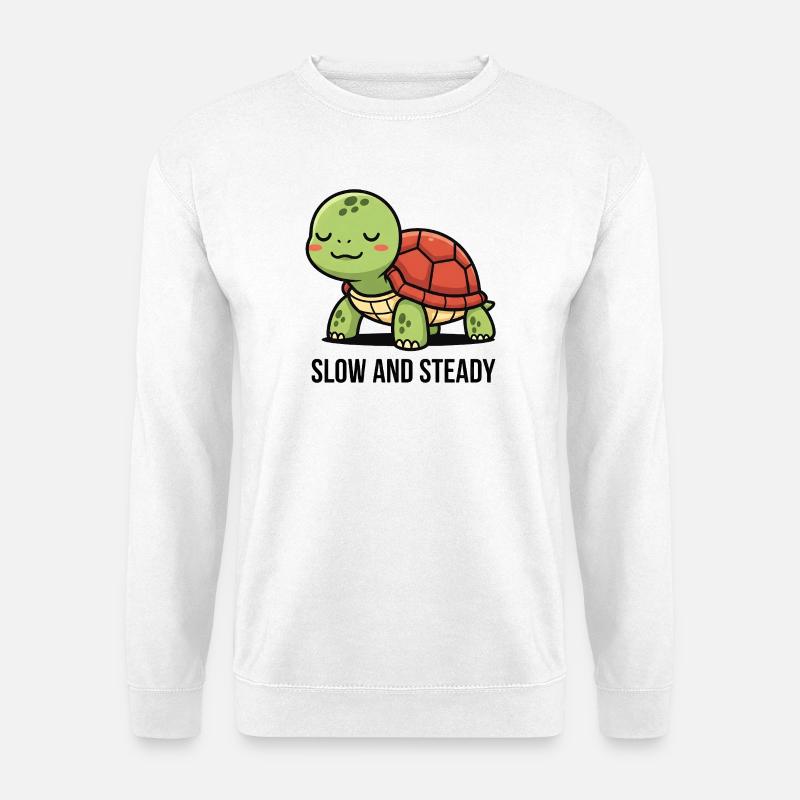 Schildkröte Slow and Steady für Tierliebhaber - Unisex Pullover - Weiß