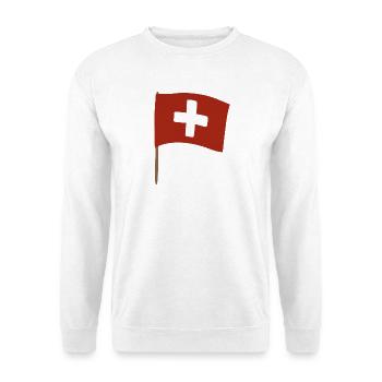 Conception du drapeau de la croix suisse pour l’habillement - Sweat-shirt Unisexe - blanc - Devant