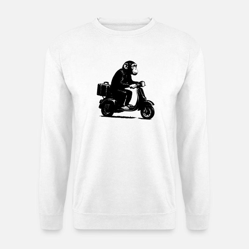 Retro monkey on moped | Scooter monkey - Unisex Sweatshirt - white