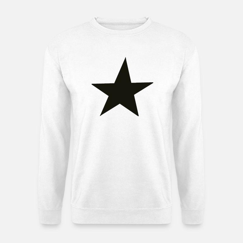 Minimalist Schwarzer Stern - Handgezeichent - Unisex Pullover - Weiß
