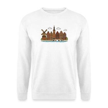 Amsterdam city view with windmill - Unisex Sweatshirt - white - Front