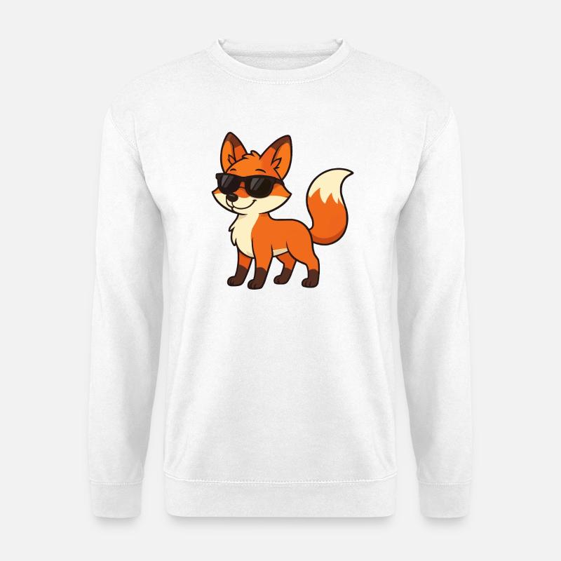 Funny fox with sunglasses - Unisex Sweatshirt - white