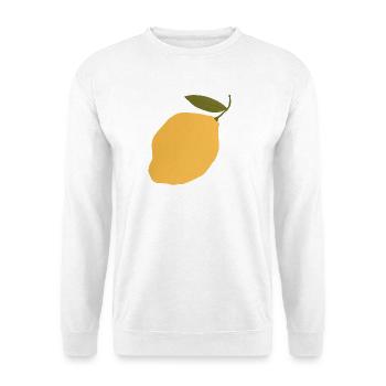 Zitrone Botanische Illustration T-Shirt - Unisex Pullover - Weiß - Vorne - Alina (178cm) & Michal (187cm)
