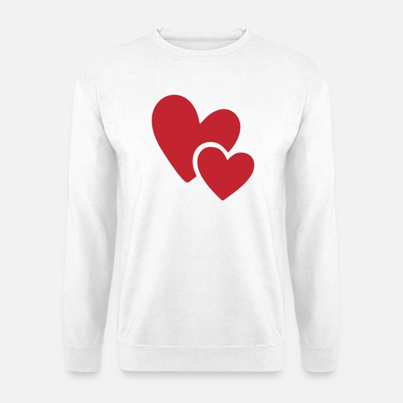 Zwei rote Herzen Liebe Icon Logo - Unisex Pullover - Weiß