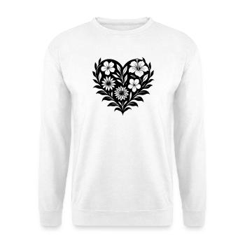 Flower Heart - Floral Heart on Black - Unisex Sweatshirt - white - Front