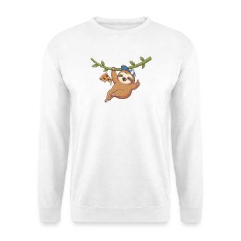 Cute sloth with pizza and cap - Unisex Sweatshirt - white - Front