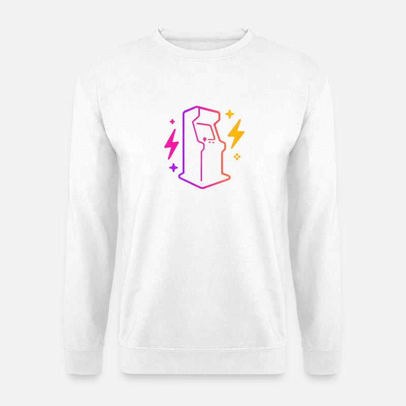 Retro Neon Arcade Spielübersicht - Unisex Pullover - Weiß