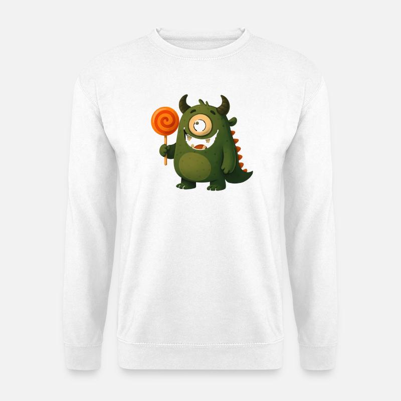 Kulleraugen Monster mit Lutscher - Unisex Pullover - Weiß