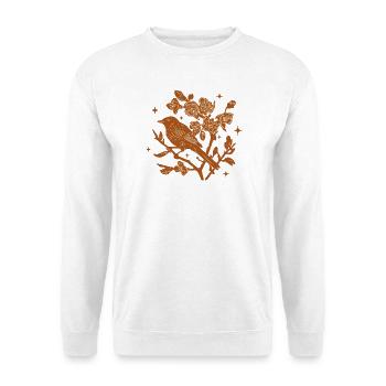 Silhouette Vogel und Herbstblumen - Unisex Pullover - Weiß - Vorne
