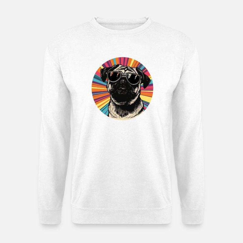 Lässiger Hund mit Sonnenbrille  - Unisex Pullover - Weiß