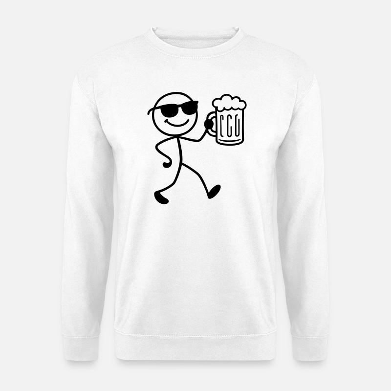 Saufen Party Bier Strichmännchen - Unisex Pullover - Weiß