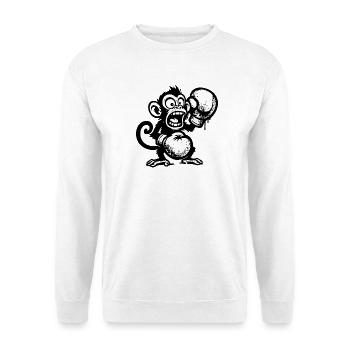 Cartoon Affe mit Frucht und Skull - Unisex Pullover - Weiß - Vorne