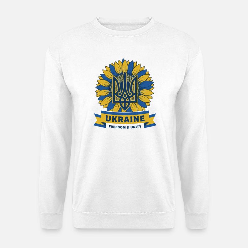 Ukrainisches Sonnenblumen-Emblem - Unisex Pullover - Weiß
