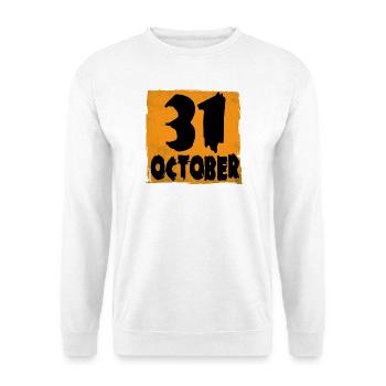 Halloween T-Shirt Süßes oder Saures 31 Oktober - Unisex Pullover - Weiß - Vorne - Alina (178cm) & Michal (187cm)