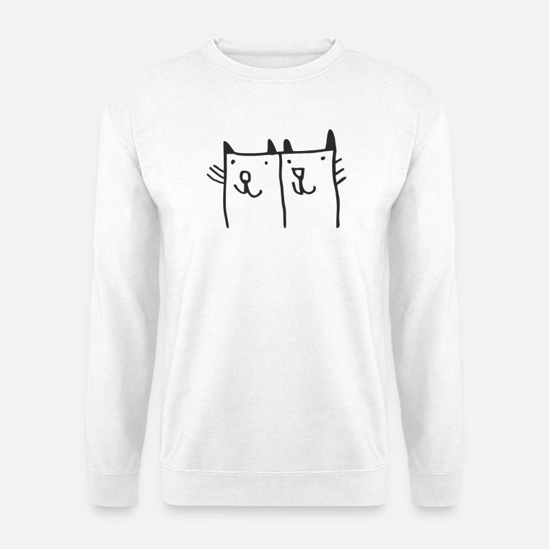 Verspielte Katzenillustration  - Unisex Pullover - Weiß