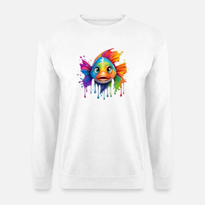 Coloured fish with colour explosion - Unisex Sweatshirt - white