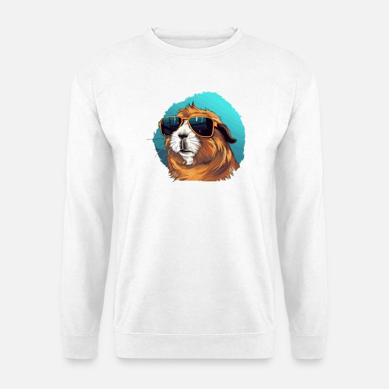 Lässiges Meerschweinchen mit Sonnenbrille - Unisex Pullover - Weiß