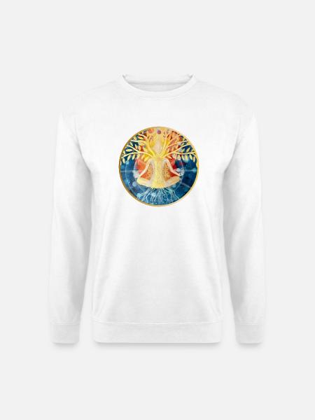 Lebendige Baum-Meditation Illustration - Unisex Pullover - Weiß