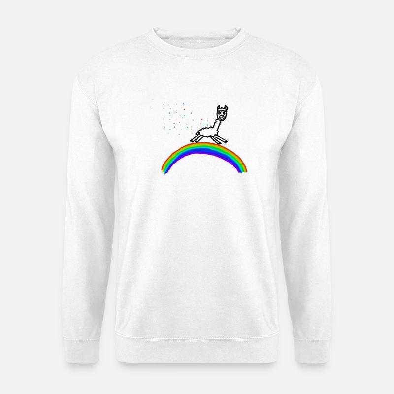 Rainbow Alpaca Confetti Pattern - Unisex Sweatshirt - white