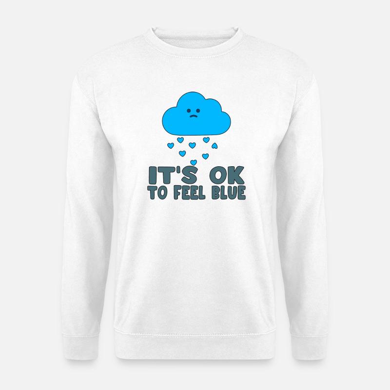 Melancholische Wolke Blaue Herzen - Unisex Pullover - Weiß