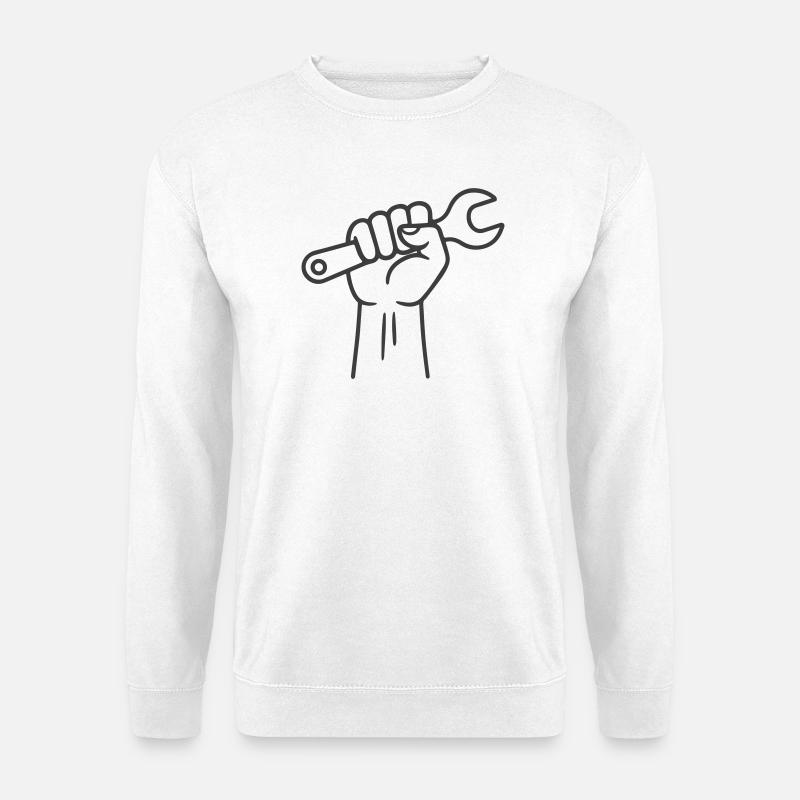 Arbeiterhand-Halteschlüssel-Symbol - Unisex Pullover - Weiß