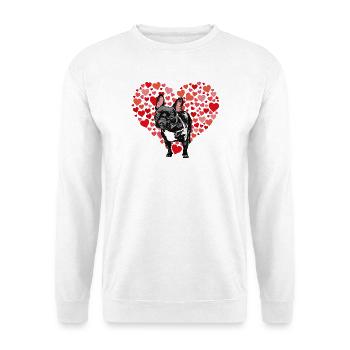 Herzförmige Hundemotiv in Rosa und Rot - Unisex Pullover - Weiß - Vorne
