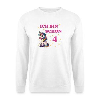 Children's Birthday 4, Dancing Funny Unicorn - Unisex Sweatshirt - white - Front