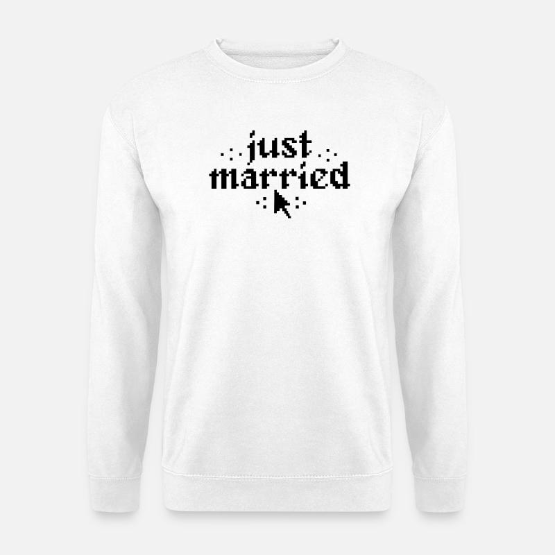 Just Married Pixel Hochzeitsgeschenk - Unisex Pullover - Weiß