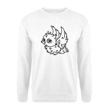 Eule im Flug – mystisches Eulenmotiv Nachtvogel - Unisex Pullover - Weiß - Vorne