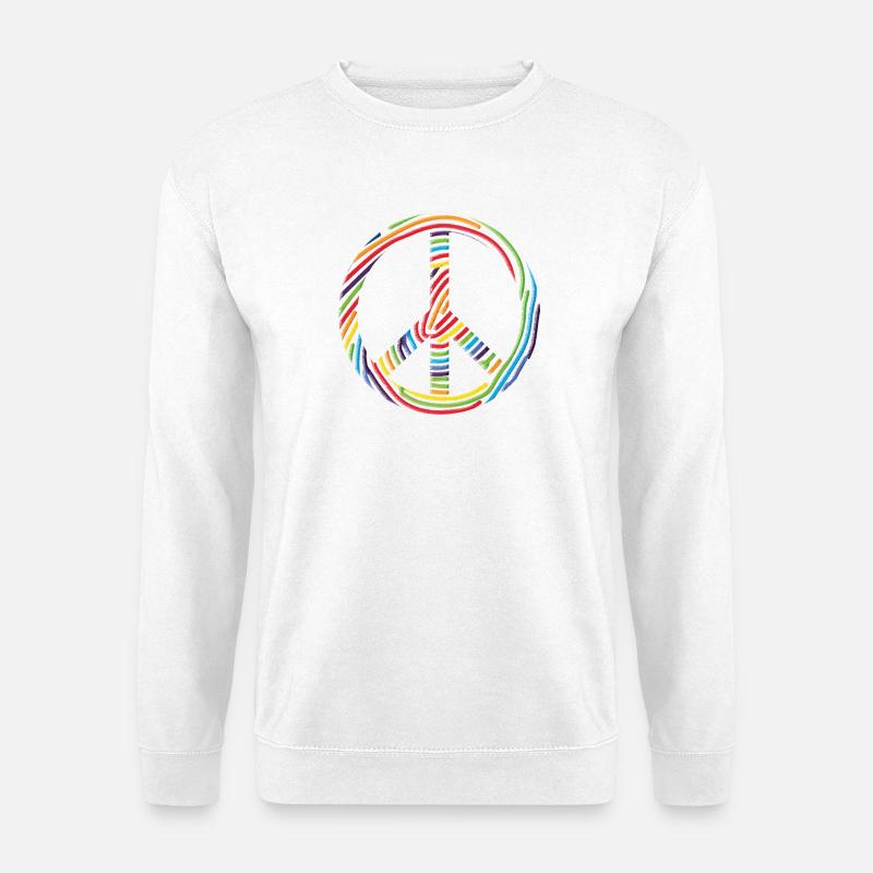 Buntes-Peace-Zeichen - Unisex Pullover - Weiß