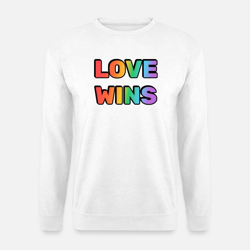 Love Wins Rainbow Gradient Text LGBT - Unisex Pullover - Weiß