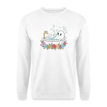 Funny ghost in the flower bath - Unisex Sweatshirt - white - Front
