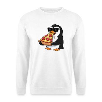 Cute Penguin Fast Food Pizza Italian Food - Unisex Sweatshirt - white - Front