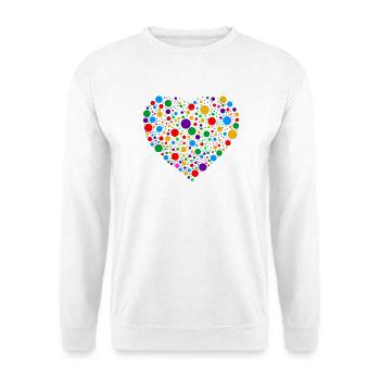 Colourful Polka Dot Heart – Bright Spotty Dotted  - Unisex Sweatshirt - white - Front