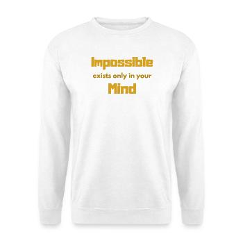 Unmögliche Denkweise Typografie - Unisex Pullover - Weiß - Vorne - Alina (178cm) & Michal (187cm)